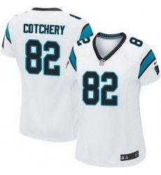 Nike Panthers #82 Jerricho Cotchery White Team Color Women Stitched NFL Jersey