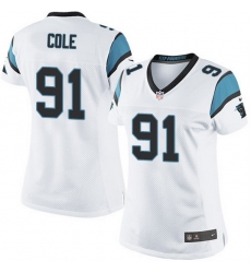 Nike Panthers #91 Colin Cole White Team Color Women Stitched NFL Jersey