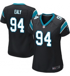 Nike Panthers #94 Kony Ealy Black Team Color Women Stitched NFL Jersey