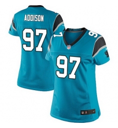 Nike Panthers #97 Mario Addison Blue Team Color Women Stitched NFL Jersey