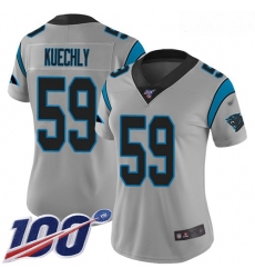 Panthers #59 Luke Kuechly Silver Women Stitched Football Limited Inverted Legend 100th Season Jersey