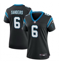 Women Carolina Panthers 6 Miles Sanders Black 2023 Draft Stitched Game Jersey