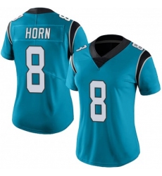 Women Carolina Panthers #8 Jaycee Horn Blue Stitched Football Limited Jersey