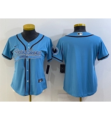Women Carolina Panthers Blank Blue With Patch Cool Base Stitched Baseball Jersey
