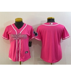 Women Carolina Panthers Blank Pink With Patch Cool Base Stitched Baseball Jersey