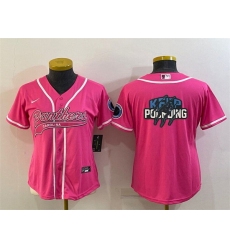 Women Carolina Panthers Pink Team Big Logo With Patch Cool Base Stitched Baseball Jersey