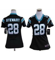 Women Nike Carolina Panthers #28 Jonathan Stewart Black Nike NFL Jerseys