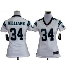 Women Nike Carolina Panthers #34 DeAngelo Williams White Nike NFL Jerseys