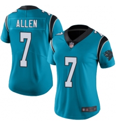 Women Panthers 7 Kyle Allen Blue Stitched Football Limited Rush Jersey