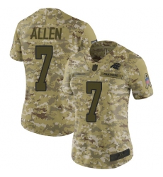 Women Panthers 7 Kyle Allen Camo Stitched Football Limited 2018 Salute to Service Jersey