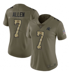 Women Panthers 7 Kyle Allen Olive Camo Stitched Football Limited 2017 Salute to Service Jersey