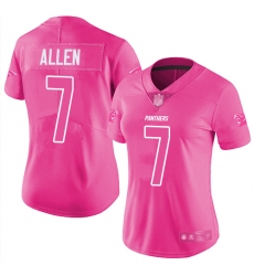 Women Panthers 7 Kyle Allen Pink Stitched Football Limited Rush Fashion Jersey