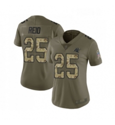 Womens Carolina Panthers 25 Eric Reid Limited Olive Camo 2017 Salute to Service Football Jersey