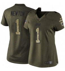 Womens Nike Carolina Panthers 1 Cam Newton Elite Green Salute to Service NFL Jersey