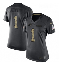 Womens Nike Carolina Panthers 1 Cam Newton Limited Black 2016 Salute to Service NFL Jersey