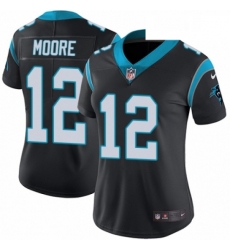 Womens Nike Carolina Panthers 12 DJ Moore Black Team Color Vapor Untouchable Limited Player NFL Jersey