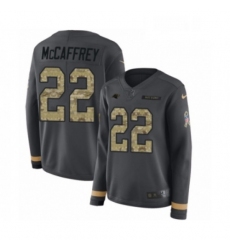 Womens Nike Carolina Panthers 22 Christian McCaffrey Limited Black Salute to Service Therma Long Sleeve NFL Jersey