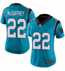 Womens Nike Carolina Panthers 22 Christian McCaffrey Limited Blue Rush Vapor Untouchable NFL Jersey