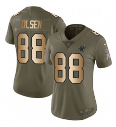 Womens Nike Carolina Panthers 88 Greg Olsen Limited OliveGold 2017 Salute to Service NFL Jersey