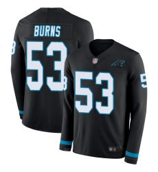 Panthers 53 Brian Burns Black Team Color Youth Stitched Football Limited Therma Long Sleeve Jersey
