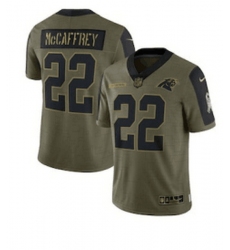 Youth Carolina Panthers 22 Christian McCaffrey Nike Olive 2021 Salute To Service Limited Player Jersey
