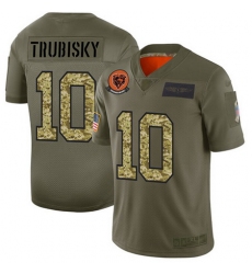 Bears 10 Mitchell Trubisky Olive Camo Men Stitched Football Limited 2019 Salute To Service Jersey