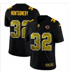 Chicago Bears 32 David Montgomery Men Black Nike Golden Sequin Vapor Limited NFL Jersey