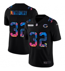 Chicago Bears 32 David Montgomery Men Nike Multi Color Black 2020 NFL Crucial Catch Vapor Untouchable Limited Jersey