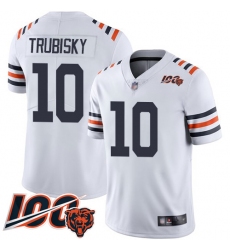 Men Chicago Bears 10 Mitchell Trubisky White 100th Season Limited Football Jersey