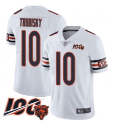 Men Chicago Bears 10 Mitchell Trubisky White Vapor Untouchable Limited Player 100th Season Football Jersey