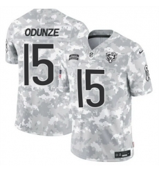 Men Chicago Bears 15 Rome Odunze 2024 F U S E Arctic Camo Salute To Service Limited Stitched Football Jersey