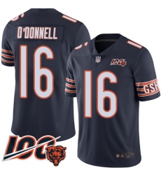Men Chicago Bears 16 Pat ODonnell Navy Blue Team Color 100th Season Limited Football Jersey