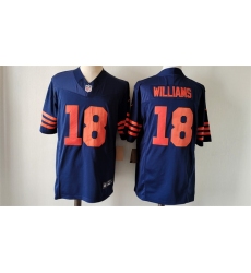 Men Chicago Bears 18 Caleb Williams Navy 2024 Draft Color Rush F U S E  Vapor Stitched Football Jersey