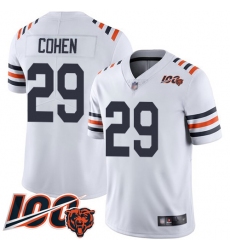 Men Chicago Bears 29 Tarik Cohen White 100th Season Limited Football Jersey