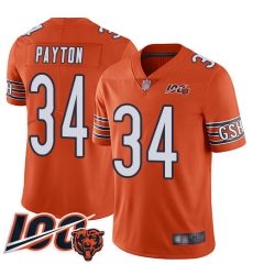 Men Chicago Bears 34 Walter Payton Orange Alternate 100th Season Limited Football Jersey