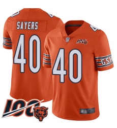 Men Chicago Bears 40 Gale Sayers Orange Alternate 100th Season Limited Football Jersey