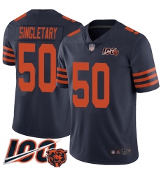 Men Chicago Bears 50 Mike Singletary Limited Navy Blue Rush Vapor Untouchable 100th Season Football Jersey