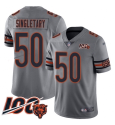 Men Chicago Bears 50 Mike Singletary Limited Silver Inverted Legend 100th Season Football Jersey