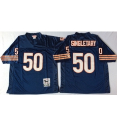 Men Chicago Bears 50 Mike Singletary Navy M&N Throwback Jersey
