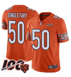 Men Chicago Bears 50 Mike Singletary Orange Alternate 100th Season Limited Football Jersey