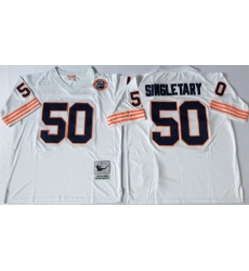 Men Chicago Bears 50 Mike Singletary White M&N Throwback Jersey