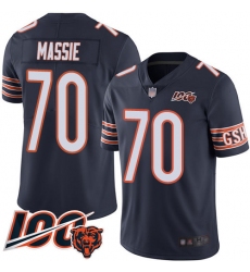 Men Chicago Bears 70 Bobby Massie Navy Blue Team Color 100th Season Limited Football Jersey