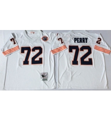 Men Chicago Bears 72 William Perry White M&N Throwback Jersey