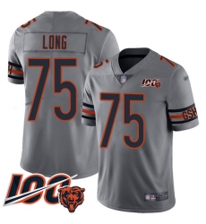 Men Chicago Bears 75 Kyle Long Limited Silver Inverted Legend 100th Season Football Jersey