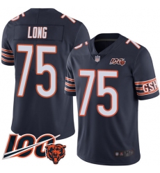 Men Chicago Bears 75 Kyle Long Navy Blue Team Color 100th Season Limited Football Jersey