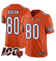 Men Chicago Bears 80 Trey Burton Orange Alternate 100th Season Limited Football Jersey