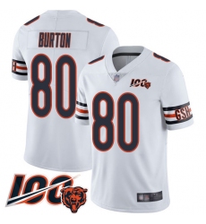 Men Chicago Bears 80 Trey Burton White Vapor Untouchable Limited Player 100th Season Football Jersey