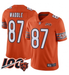 Men Chicago Bears 87 Tom Waddle Orange Alternate 100th Season Limited Football Jersey