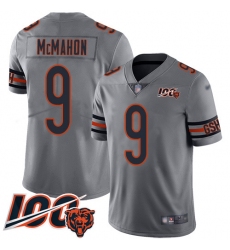 Men Chicago Bears 9 Jim McMahon Limited Silver Inverted Legend 100th Season Football Jersey