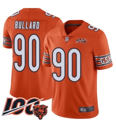 Men Chicago Bears 90 Jonathan Bullard Orange Alternate 100th Season Limited Football Jersey